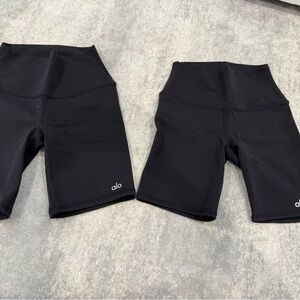 2 pairs ALO Yoga Women's Classic Black Bike Shorts- size xs